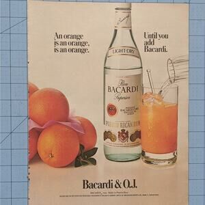 Vintage Print Ad 1986 Bacardi & OJ